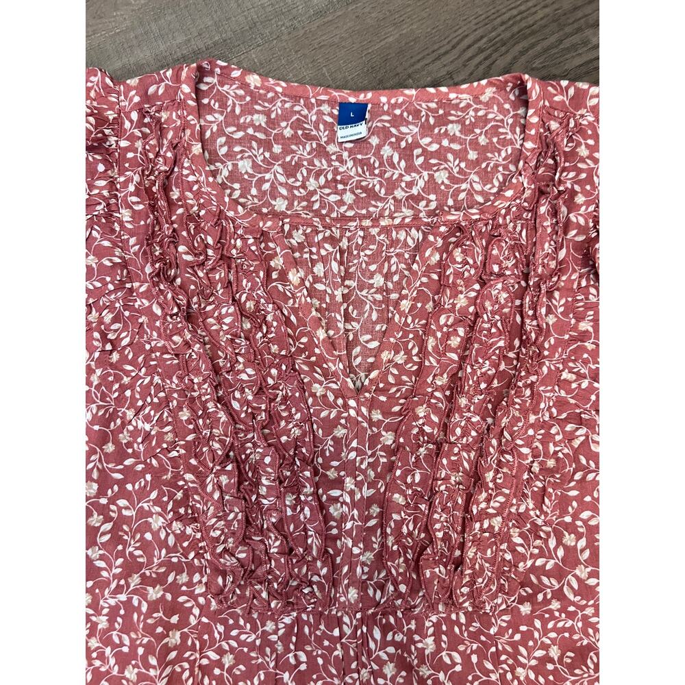 NWT Mauve Floral Cotton Blend V-neck Top - Picture 2 of 4